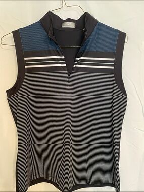 Sleeveless Striped Golf Tank Top - Navy/Black